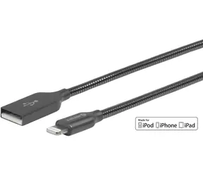 eSTUFF Lightning kabel MFI šedá / 1,5 m / Lightning–USB-A