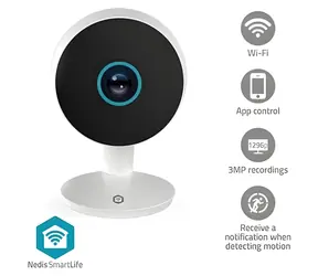 Nedis WIFICI08CWT / Chytrá vnitřní kamera / Wi-Fi / SmartLife / 3MP Full HD 1296p / Noční vidění / microSD