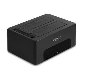 DeLock Dual Docking Station SATA černá / Dokovací stanice / 2× 2,5"/3,5" / USB 3.2 Gen 1 / klonování
