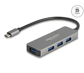 DeLock / USB Hub / 4 portový / USB-C / USB 3.2 Gen 1 / 5 Gbps / kovový