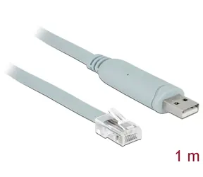 DeLock Adaptér USB 2.0 Typ-A (M) - RS-232 RJ45 (M) 1m šedá / Redukce / FTDI FT232RL / Cisco konzole / Plug & Play