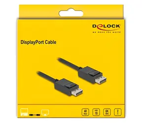 Delock DisplayPort 2.1 2m / Kabel / 16K 30 Hz, 8K 60 Hz / 40 Gbps / HDCP 2.3