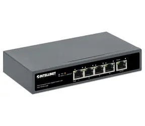 Intellinet Switch 5-port Gigabit High PoE / 4x PoE 802.3bt / 65W / PD uplink / montáž na zeď