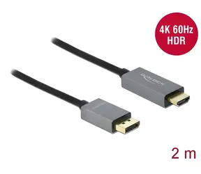 DeLock Kabel Active DisplayPort 1.4 - HDMI černá / Aktivní kabel / 4K / 60 Hz / HDR / 2 m