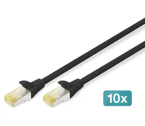 Digitus CAT 6A černá / Patch kabel / S-FTP / AWG 26/7 / 0,5 m / 10 ks