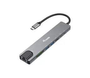 Equip 133497 / USB-C hub 8v1 / HDMI 4K 30Hz / Gigabit Ethernet / 2x USB-A / USB-C PD 100W / MicroSD / 0,25 m