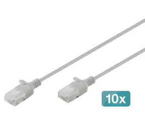 Digitus CAT6 U/UTP Slim 0,3m šedá / Patch kabel / RJ-45 / 250 MHz / 10 ks