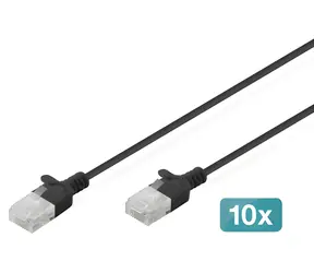 Digitus CAT 6 U-UTP Slim černá 2 m / Patchkabel / AWG 32/7 / 250 MHz / PoE / LSZH / 10 ks