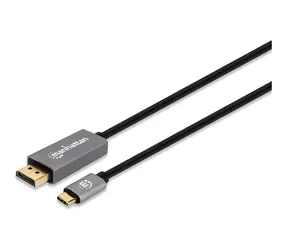 Manhattan / Redukce / USB-C na DisplayPort 1.4 / 3 m / max. 7680 x 4320 px / černá, stříbrná