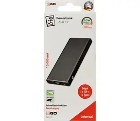 2GO 10000mAh černá / Powerbanka / Power Delivery 42,5W / Displej / 2x USB-C / 2x USB-A