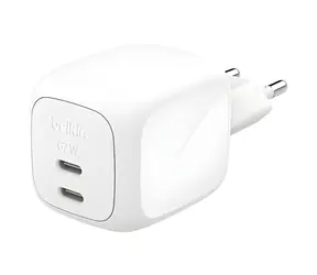 Belkin BOOST CHARGE PRO bílá / Nabíječka / 2x USB-C / 67W / PD / GaN / PPS