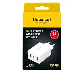 Intenso Power Adapter bílá / Nabíjecí adaptér / GaN / 65W / 2x USB-C / 1x USB-A / PD 3.0 / QC 4.0
