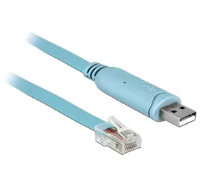 DeLock USB 2.0 Typ-A > RS-232 RJ45 modrá / Konzolový kabel / 2 m / FTDI FT232RL