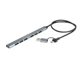 DeLock 7portový slim USB hub / USB hub / USB-C + USB-A / 1× USB 3.2 Gen 1 / 6× USB 2.0