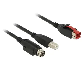DeLock PoweredUSB 24 V černý / Kabel / USB-B + Hosiden Mini-DIN 3-pin / USB 2.0 / 3 m
