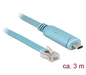 DeLock USB 2.0 Type-C (M) - RS-232 RJ45 (M) 3 m modrá / Adaptér
