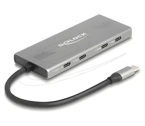 DeLock 7portový hub 10 Gbps / USB hub / 4× USB-C + 3× USB-A / PD 80 W