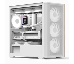 AeroCool D301A-G-WT-V2 bílá, dřevo / PC skříň / Mini Tower / Micro ATX / 2x USB-A 3.2 / USB-C / bez zdroje