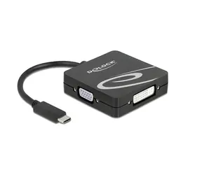 DeLock Adaptér USB-C na VGA+DVI+HDMI+DP černá / Redukce / 3840×2160 / DisplayPort 1.2