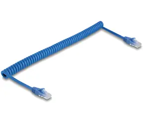Delock spirálový kabel RJ45 modrá / Síťový kabel / Cat6 U/UTP / 1 Gbps / 1,3–3,3 m