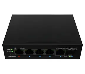 Lanberg Průmyslový PoE switch / 1x PoE BT / 3x PoE+ AT / SFP / Fast Ethernet / DIN / Unmanaged