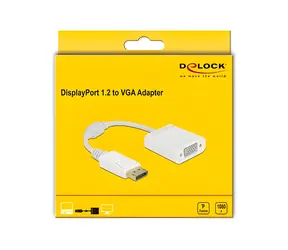 Delock DisplayPort 1.2 (M) - VGA (F) bílá / Adaptér / max. 1920 x 1200 px / 60 Hz / 0,15 m