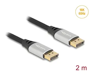 DeLock DisplayPort stříbrná / Video kabel / DisplayPort 2.1 / 16K 60Hz / 2m / opletený