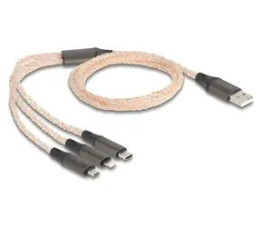 DeLock nabíjecí kabel 3v1 RGB / Nabíjecí kabel / USB-A na USB-C, Micro-USB B, Lightning / 1,2 m / USB 2.0