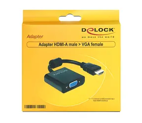 DeLock Adaptér HDMI A samice na VGA D-Sub samec / 25 cm / černá