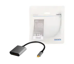 LogiLink USB-C na DisplayPort černá / Adaptér / USB 3.2 Gen1 / 4K 120 Hz / 0,15 m