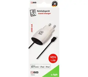 2GO bílá / Síťová nabíječka / Lightning + USB-A / 12W / MFI certifikovaný kabel