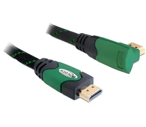 Delock HDMI A/A 90° / Kabel HDMI s Ethernetem / 3 m / 4096 x 2160 px / 10,2 Gbit/s / pozlacené konektory