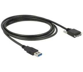 DeLock Kabel USB 3.0 A (M) - Micro-B (M) 3m černá / Kabel USB / 5 Gbit/s / šroubové uchycení