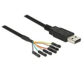 DeLock USB TTL kabel / Kabel / 6pin pinheader – USB-A / 1,8 m / 3,3 V / černá