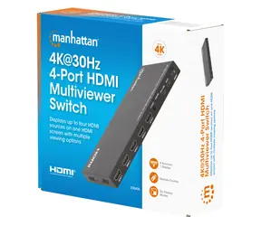 Manhattan 4K 30Hz 4-Port HDMI Multiviewer Switch / HDMI přepínač / 4 vstupy / 4K 30Hz / PiP / 7.1 audio