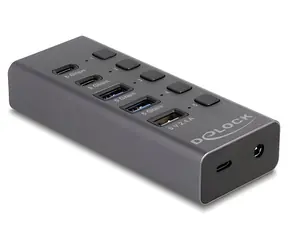 DeLock USB Hub 5 Gbps šedá / USB hub / 2× USB-A + 2× USB-C / host USB-C