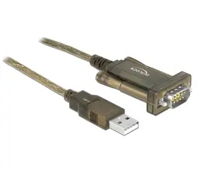 DeLock USB 2.0 Typ-A > DB9 RS-232 průhledný / Adaptér / 2 m / LED indikátor / pozlacené kontakty