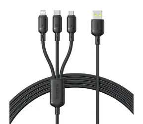Baseus Rapid Series černá / Rychlonabíjecí kabel 3v1 / USB-A (M) - microUSB, USB-C, Lightning (M) / 100W / 1,5m