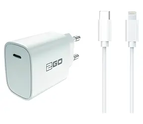 2GO bílá / Síťová nabíječka / USB-C / 20 W / PD / vč. kabelu USB-C - Lightning