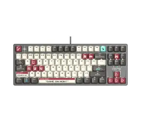 A4tech Bloody S87 Pixels Red šedá / Herní klávesnice / TKL / BLMS Red Plus Switch / Hot-swap / USB-A / 1.8 m