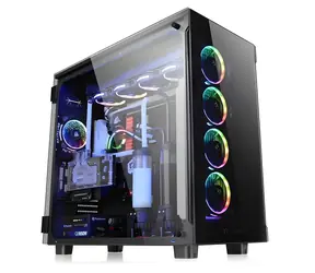 Thermaltake View 91 RGB Riing černá / Full tower / 4× USB 3.0, USB-C / 4× 140 mm RGB / bez zdroje / průhledná bočnice