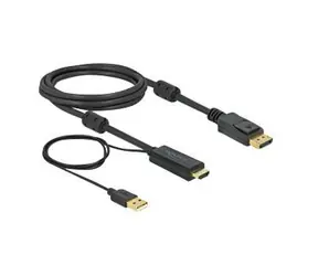 Delock Kabel HDMI (M) - DisplayPort 1.2 (M) 2m černá / aktivní / 4K / 30 Hz