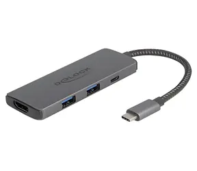Delock USB-C šedá / Dokovací stanice / 8K HDMI 30Hz / 2× USB-A + 2× USB-C / PD 3.0 100W