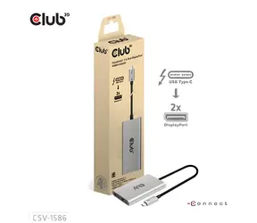 Club3D CSV-1586 / Video hub / Thunderbolt 3 / 2x DisplayPort / Dual 4K 60Hz nebo Single 8K 60Hz
