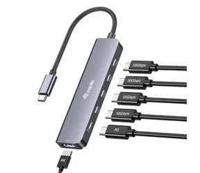 Equip 133499 / Adaptér USB-C / HDMI 4K 60Hz / 4× USB-C 3.2 Gen2 / PD 100W / 0,25m