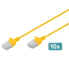 Digitus CAT6 U-UTP Slim žlutá 0,5m / Patch kabel / U/UTP / AWG 37 / LSZH plášť / 10 ks