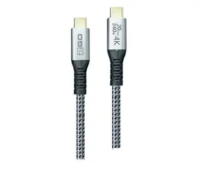 2GO stříbrná / Datový kabel / USB-C na USB-C / 240 W / 2 m / USB 3.2 Gen 2x2 / Thunderbolt 3