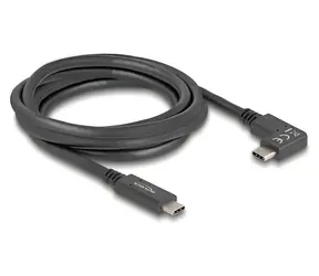 Delock USB-C 5 Gbps 2 m / USB kabel / USB-C - USB-C / PD 60 W / DP Alt Mode 4K60Hz / 1x rovný, 1x zahnutý konektor