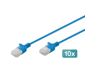 Digitus CAT 6 U-UTP Slim modrá / Patch kabel / 0,5 m / 10 ks