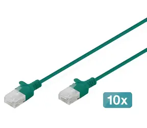 Digitus CAT 6 U-UTP Slim zelená / Patch kabel / 0,5 m / 10 ks